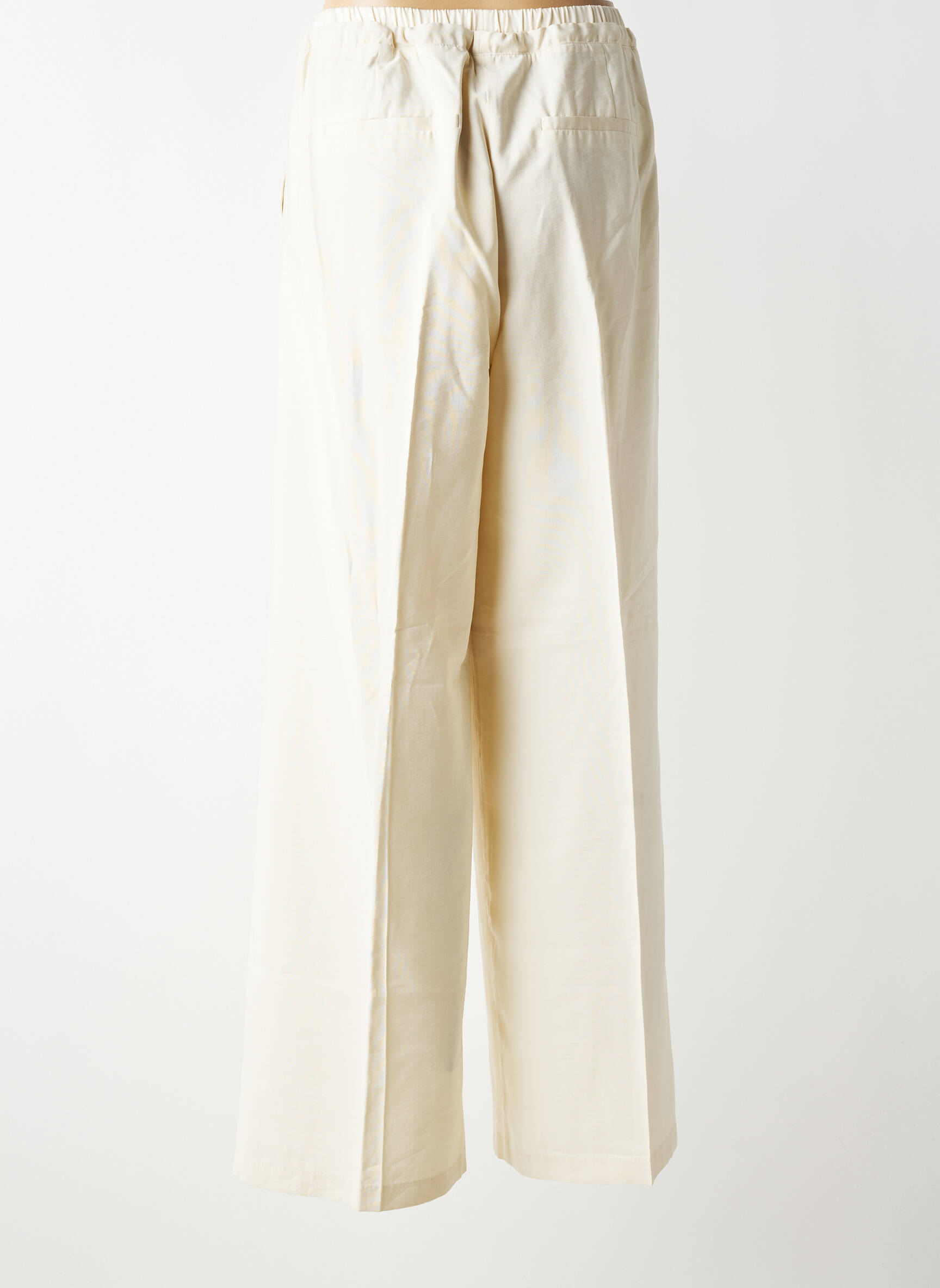 Pantalon droit taille élastique taille normale beige YAYA femme