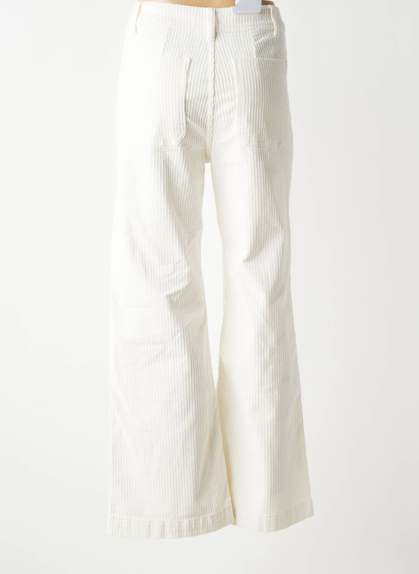 Pantalon flare taille normale taille normale blanc F.A.M. femme