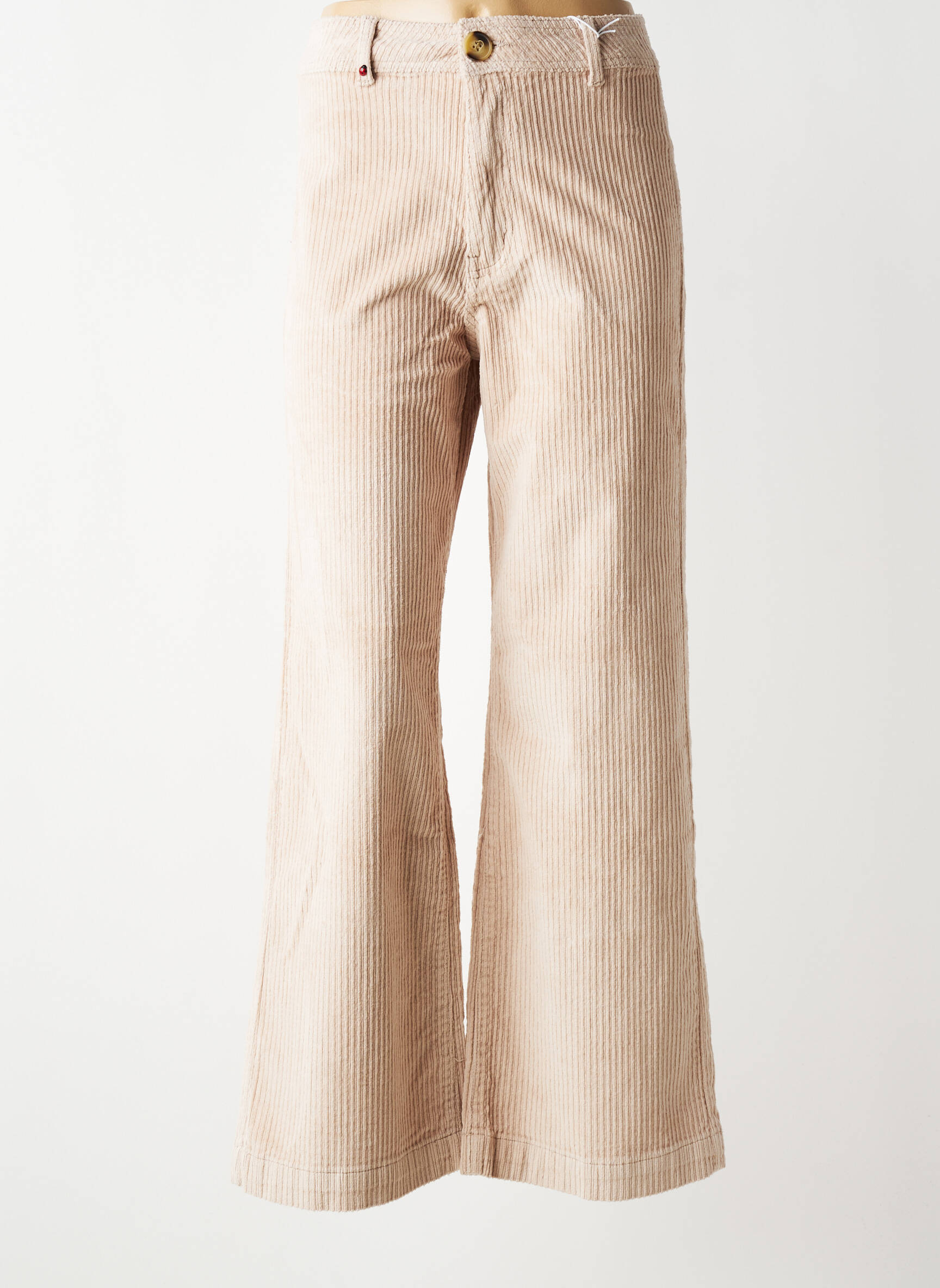 Pantalon flare taille normale taille normale beige F.A.M. femme