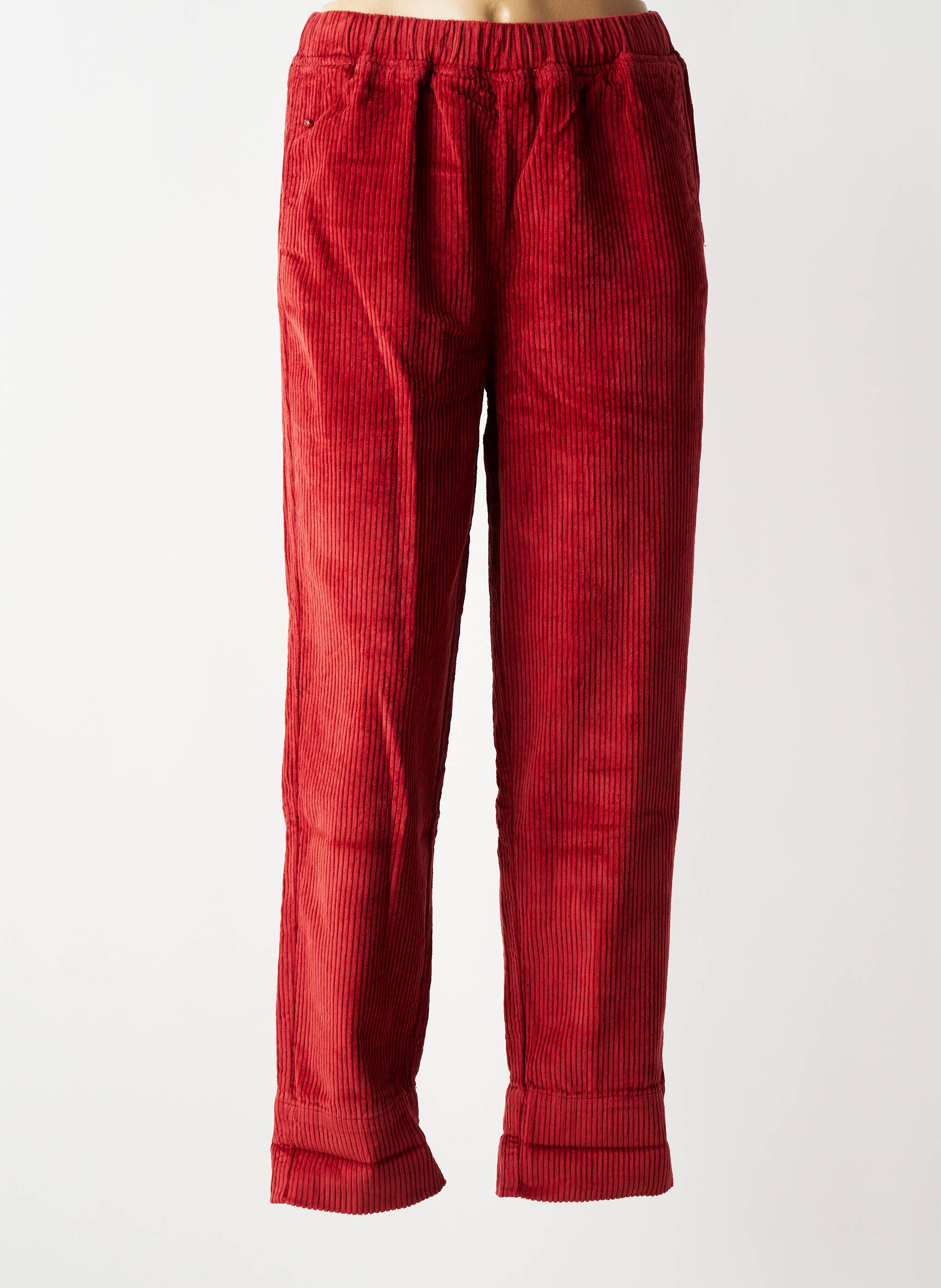 Pantalon droit taille élastique rouge F.A.M. femme