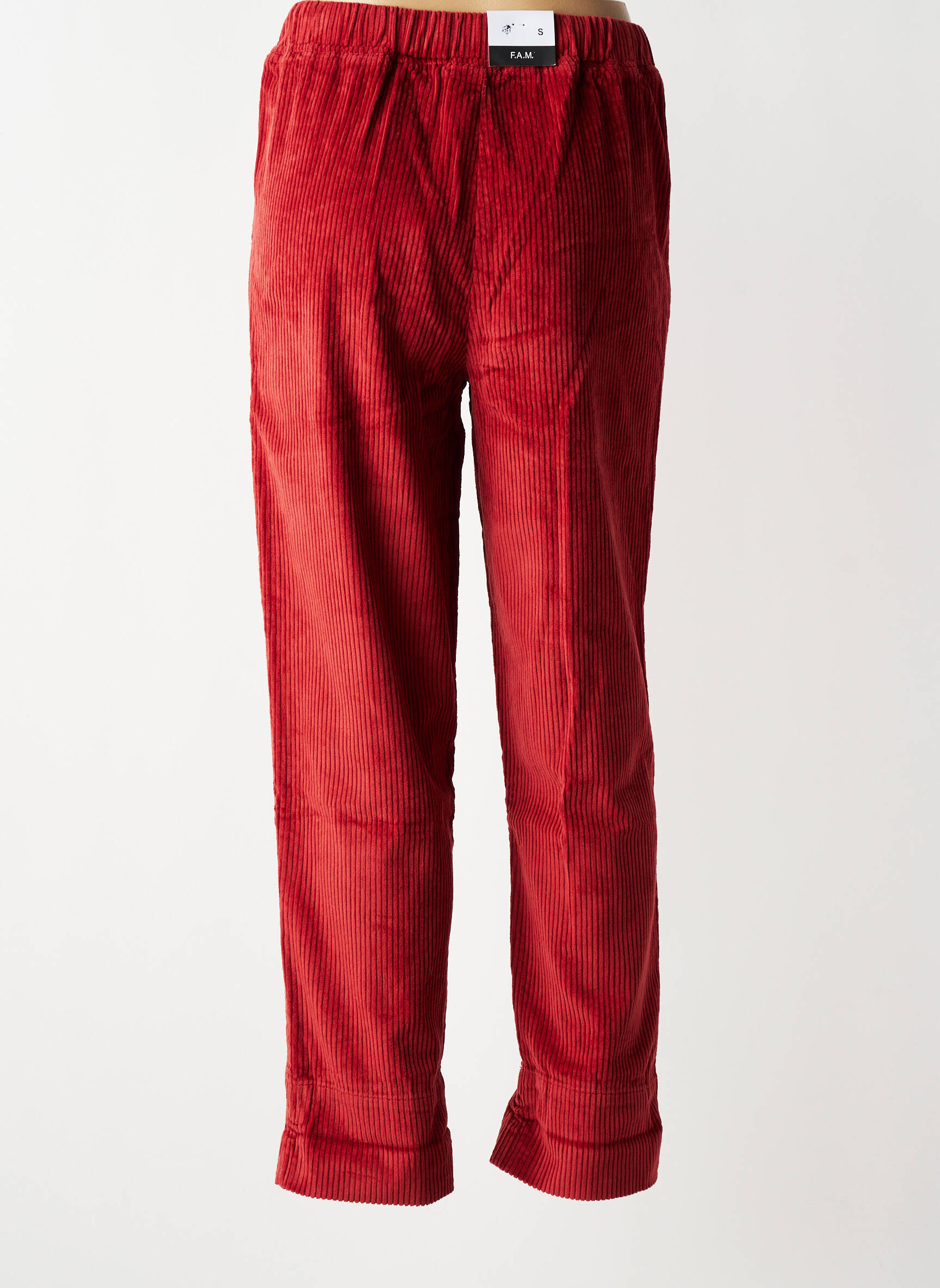Pantalon droit taille élastique rouge F.A.M. femme