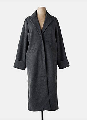 Manteau long fermeture pressionnée sans capuche gris NOISY MAY femme