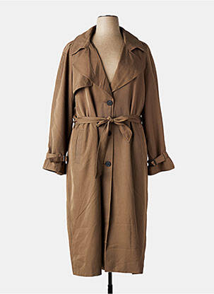 Manteau long coupe cintrée sans capuche marron ONLY CARMAKOMA femme