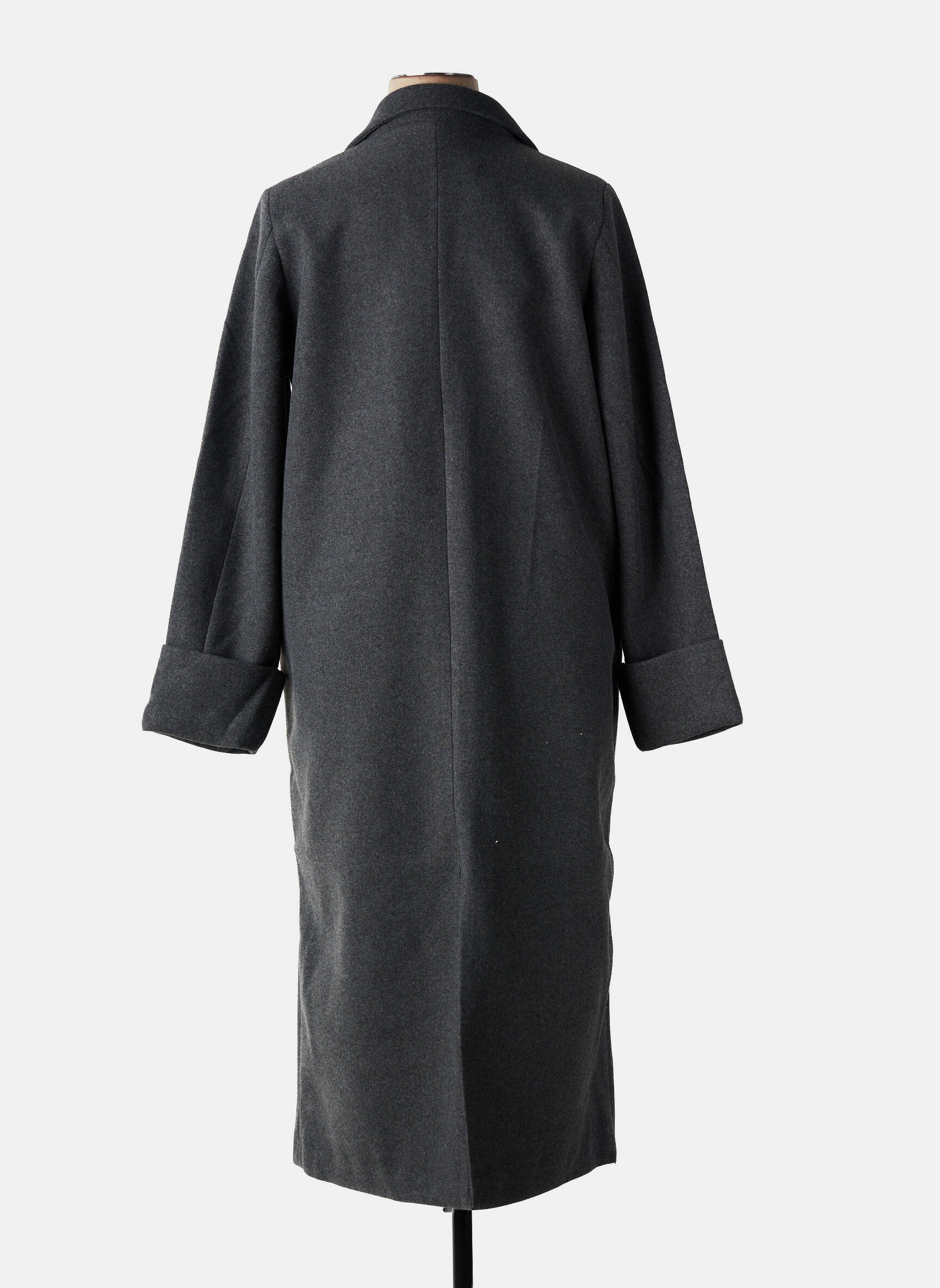Manteau long fermeture pressionnée sans capuche gris NOISY MAY femme