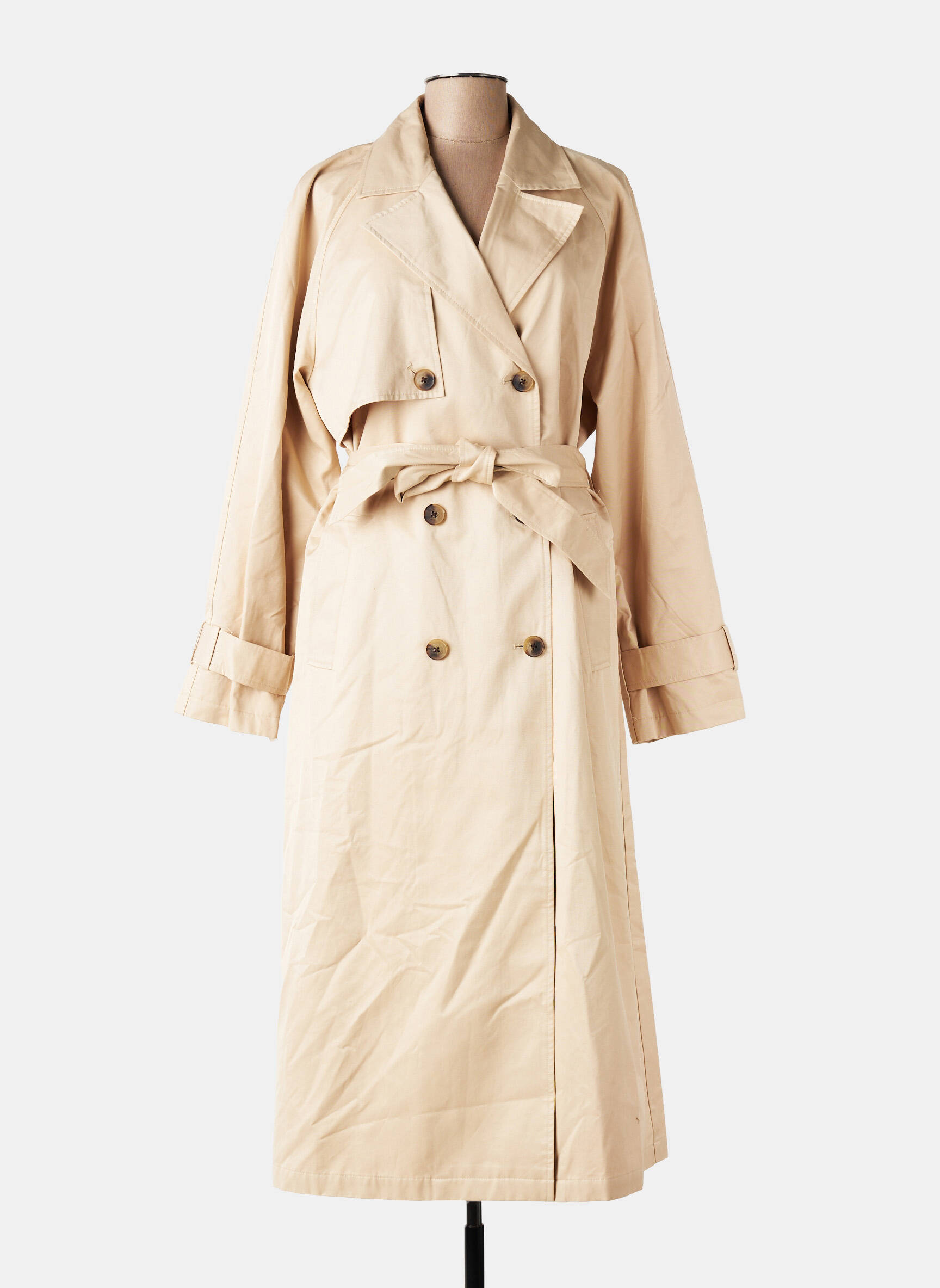 Manteau long coupe cintrée sans capuche beige Y.A.S femme