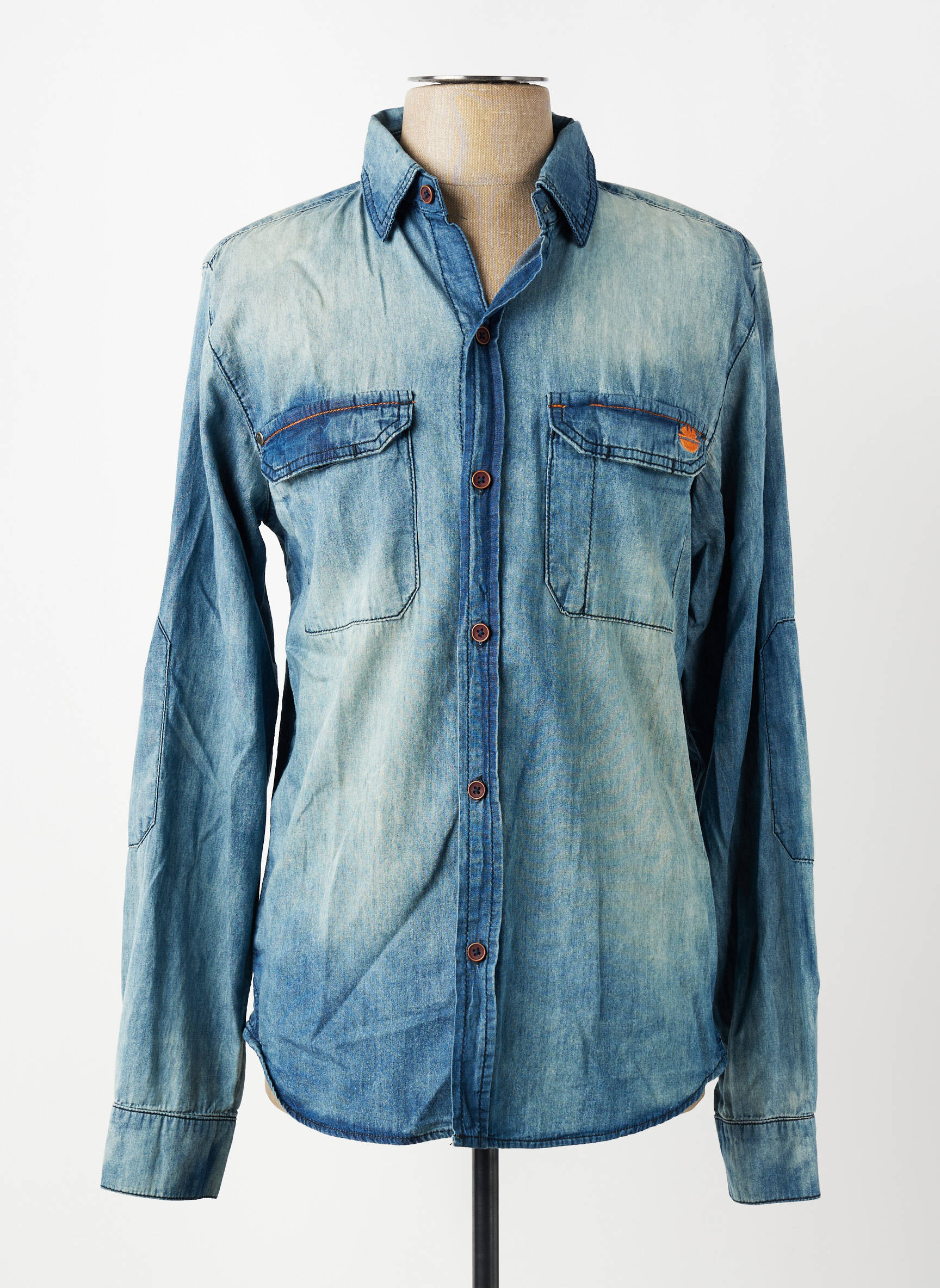 Chemise manches longues poches bleu clair DIKE homme