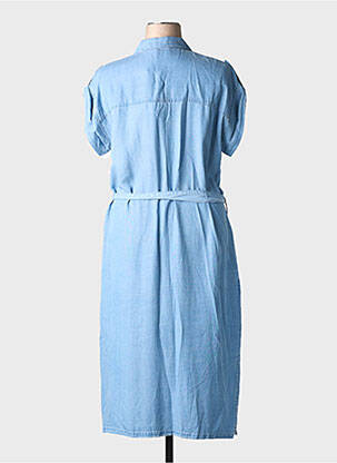 Robe longue tissage popeline manches courtes bleu YEST femme