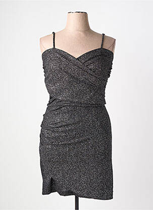 Robe courte coupe cintrée fines bretelles noir AMY&CLO femme