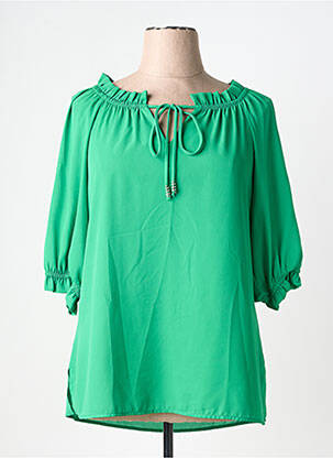 Blouse col rond manches 3/4 vert AN II VITO femme