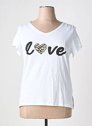 T-shirt sérigraphie floquée manches courtes blanc AN II VITO femme