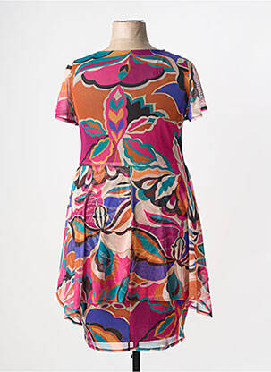 Robe mi-longue imprimé fantaisie manches courtes orange AN II VITO femme