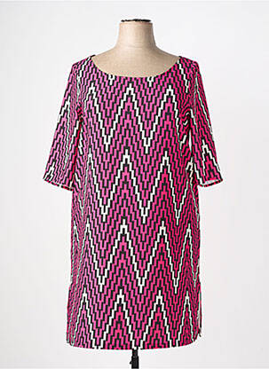 Robe mi-longue imprimé fantaisie manches courtes rose AN II VITO femme