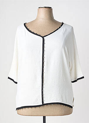 Top tissage crêpe manches courtes blanc AN II VITO femme