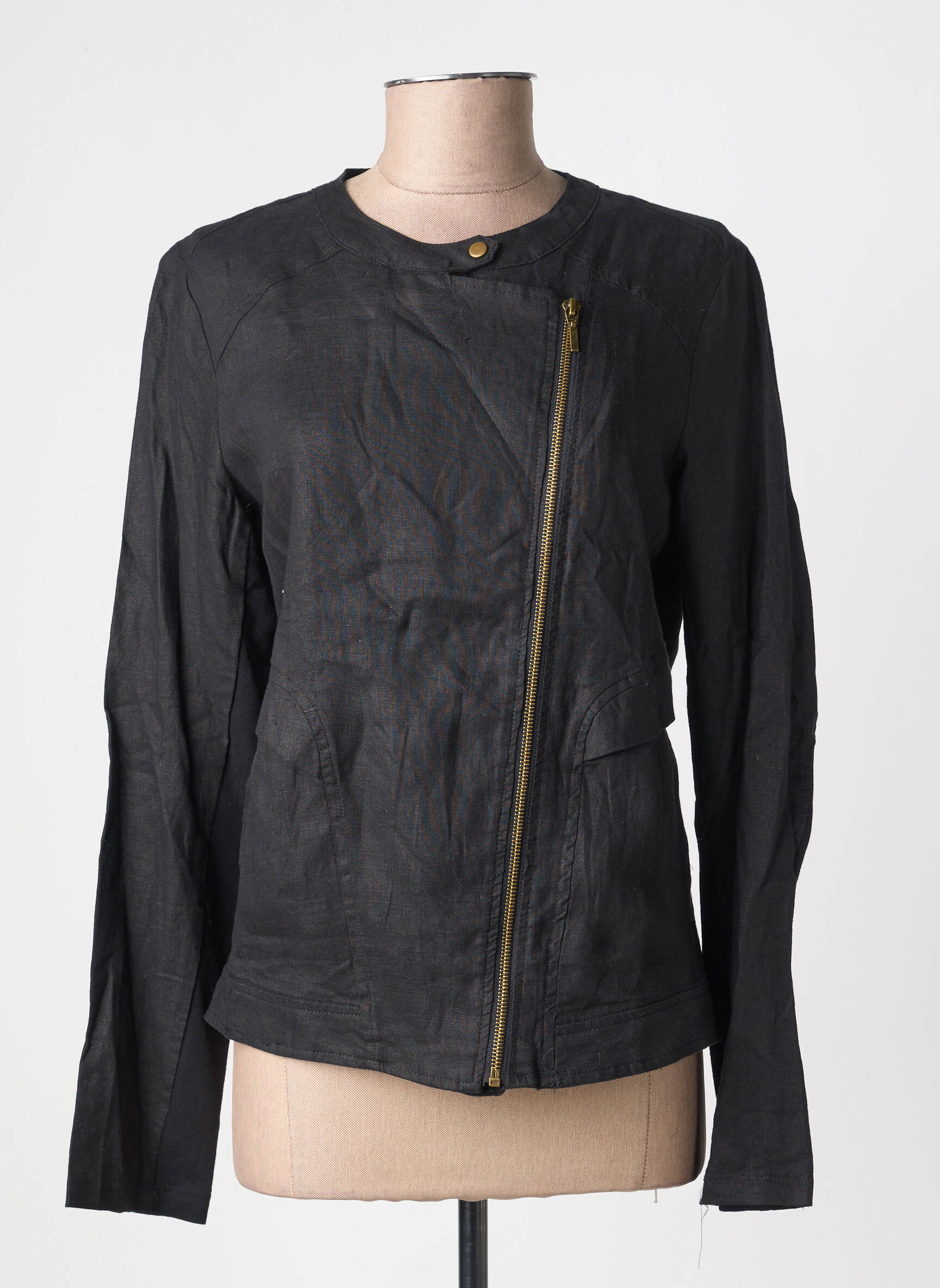 Veste casual col rond noir YEST femme