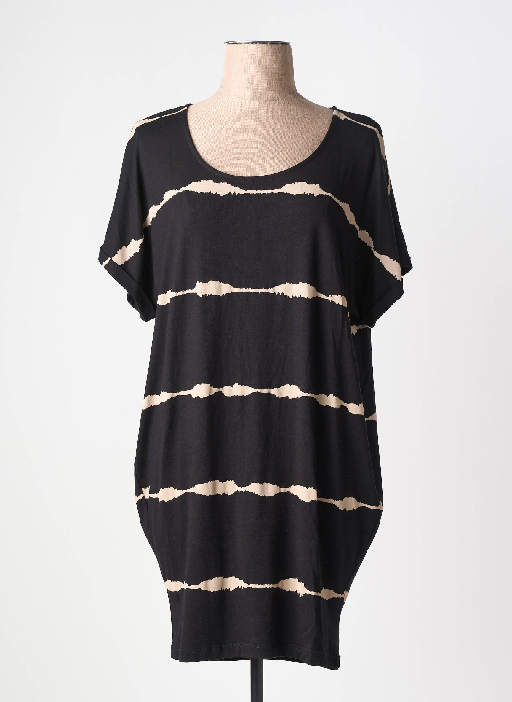 Robe mi-longue manches courtes manches courtes noir YEST femme