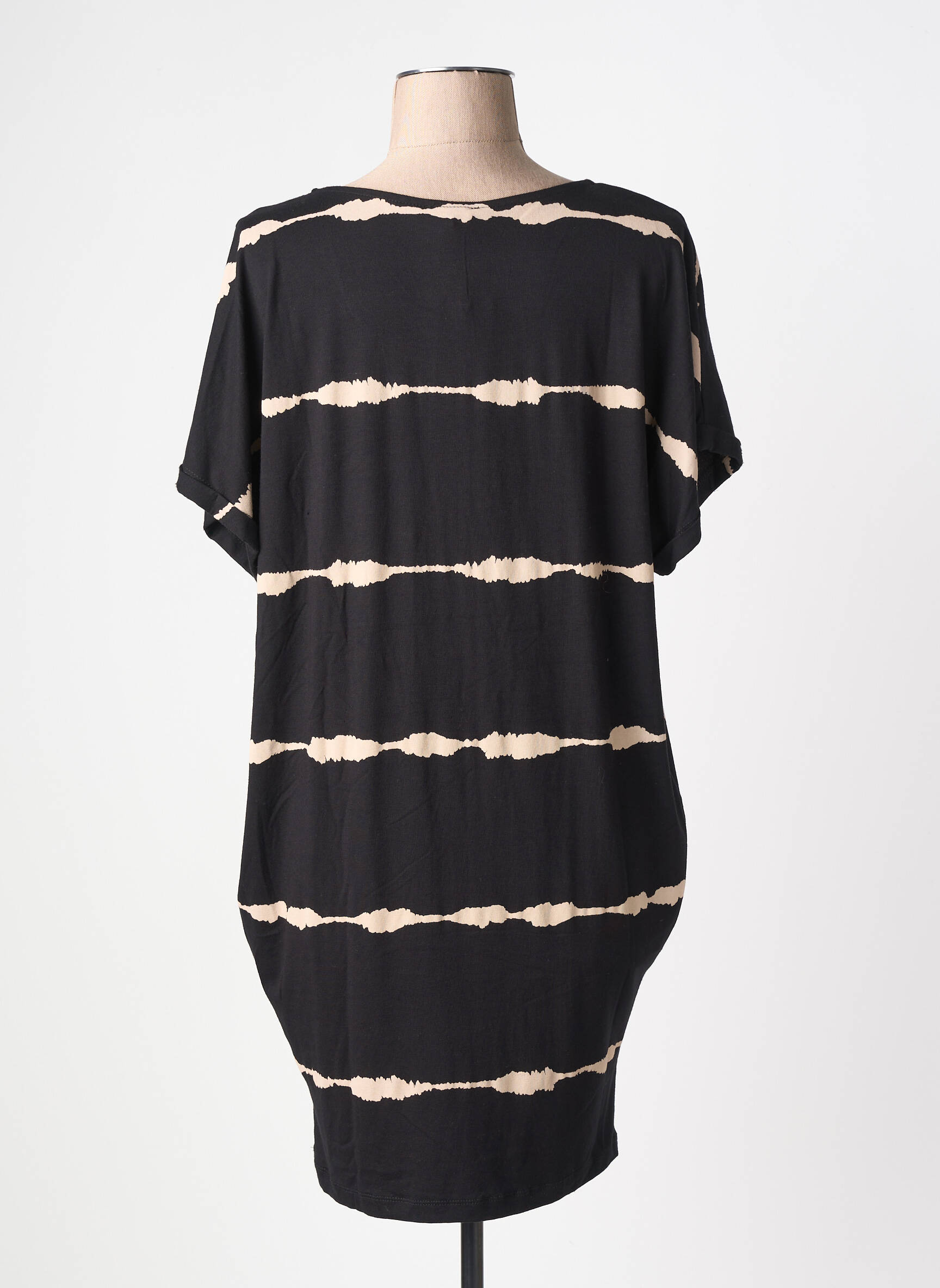 Robe mi-longue manches courtes manches courtes noir YEST femme