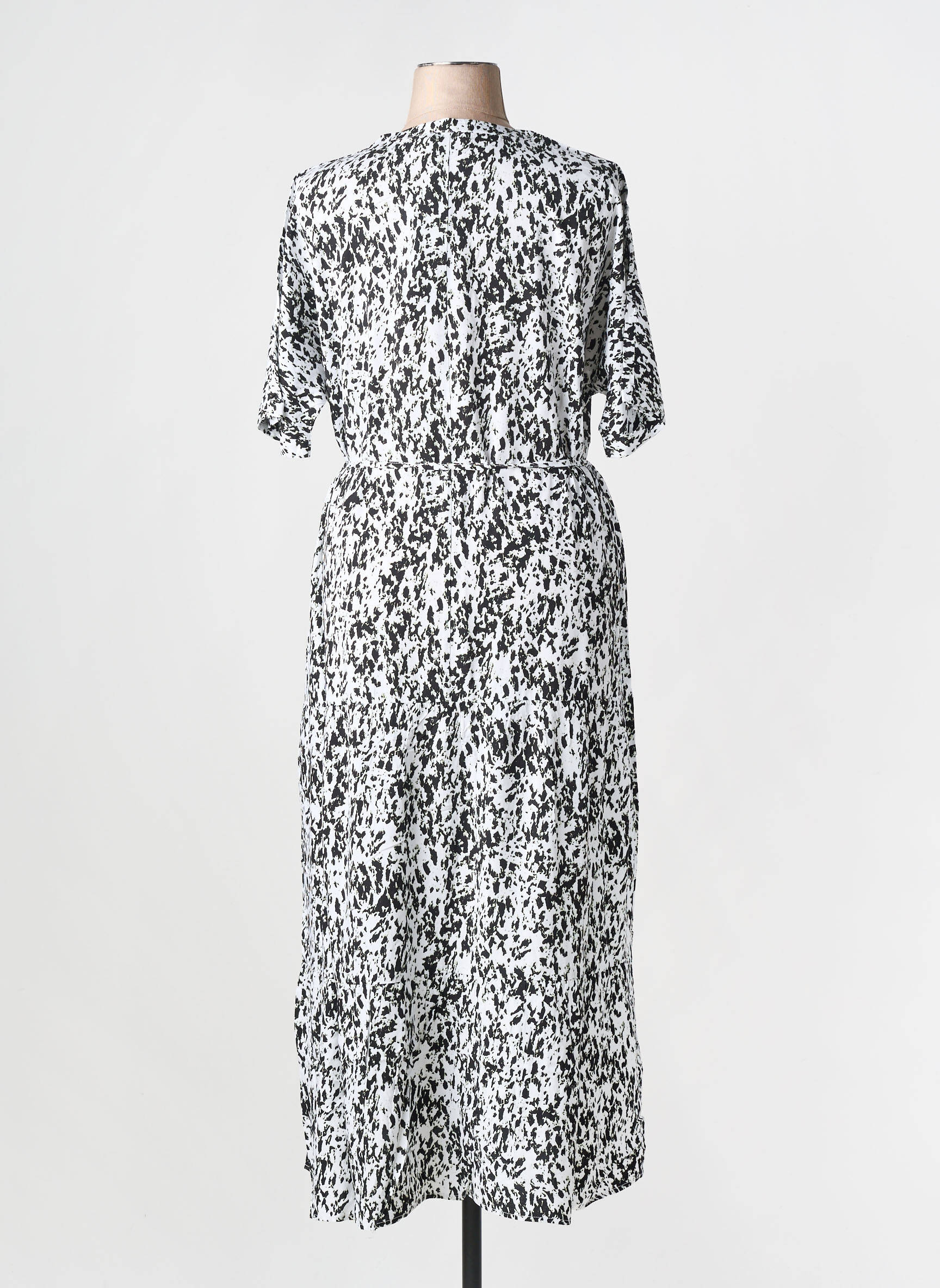 Robe longue imprimé fantaisie manches courtes noir YEST femme