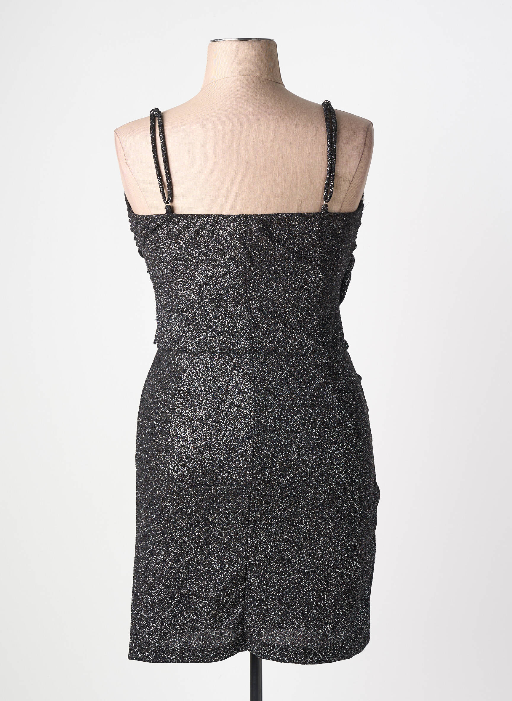 Robe courte coupe cintrée fines bretelles noir AMY&CLO femme