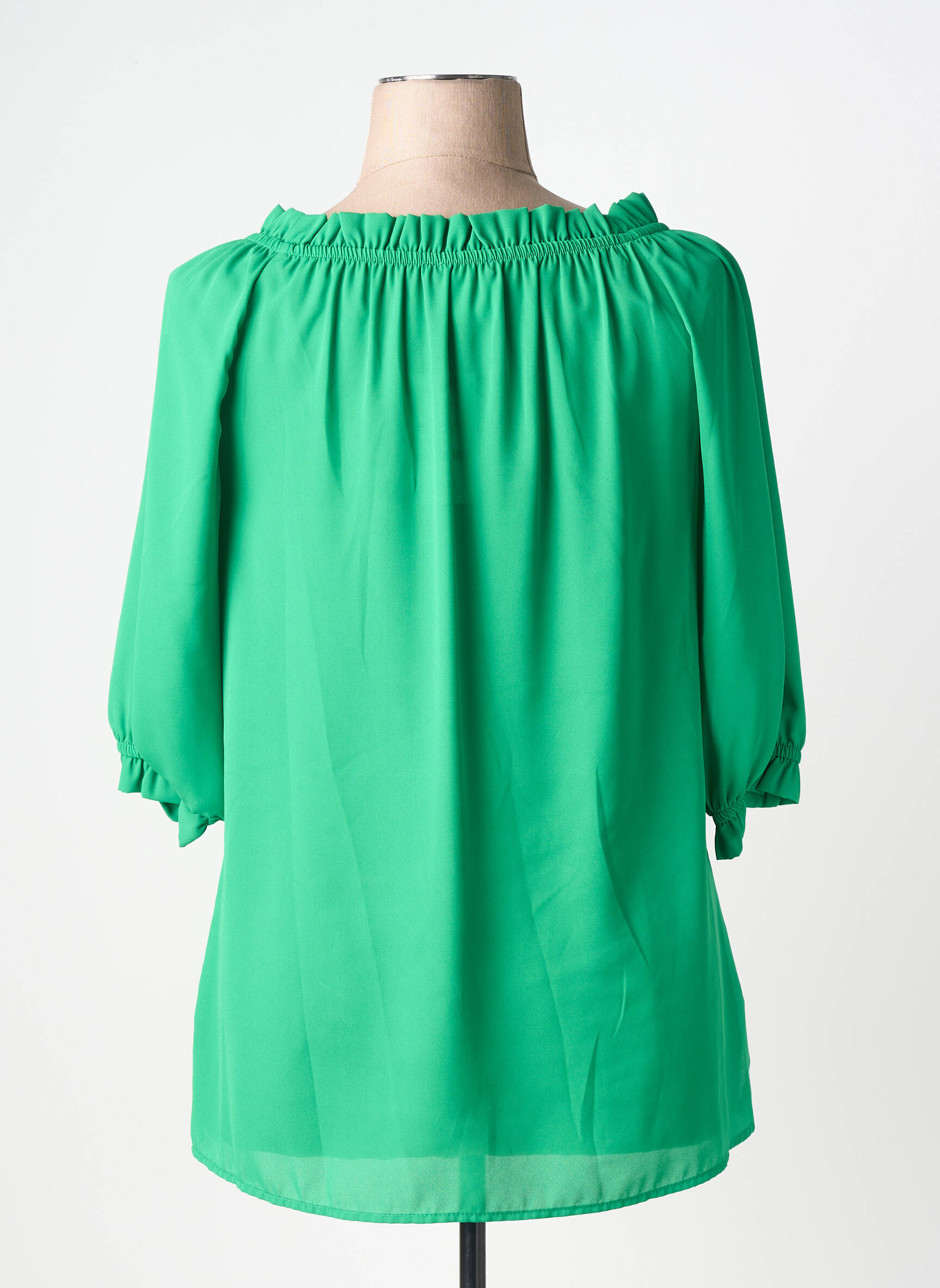 Blouse col rond manches 3/4 vert AN II VITO femme