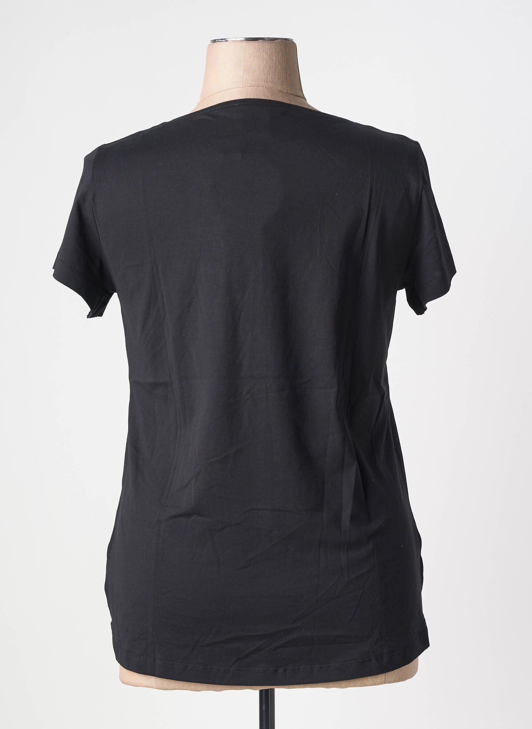 T-shirt sérigraphie floquée manches courtes noir AN II VITO femme