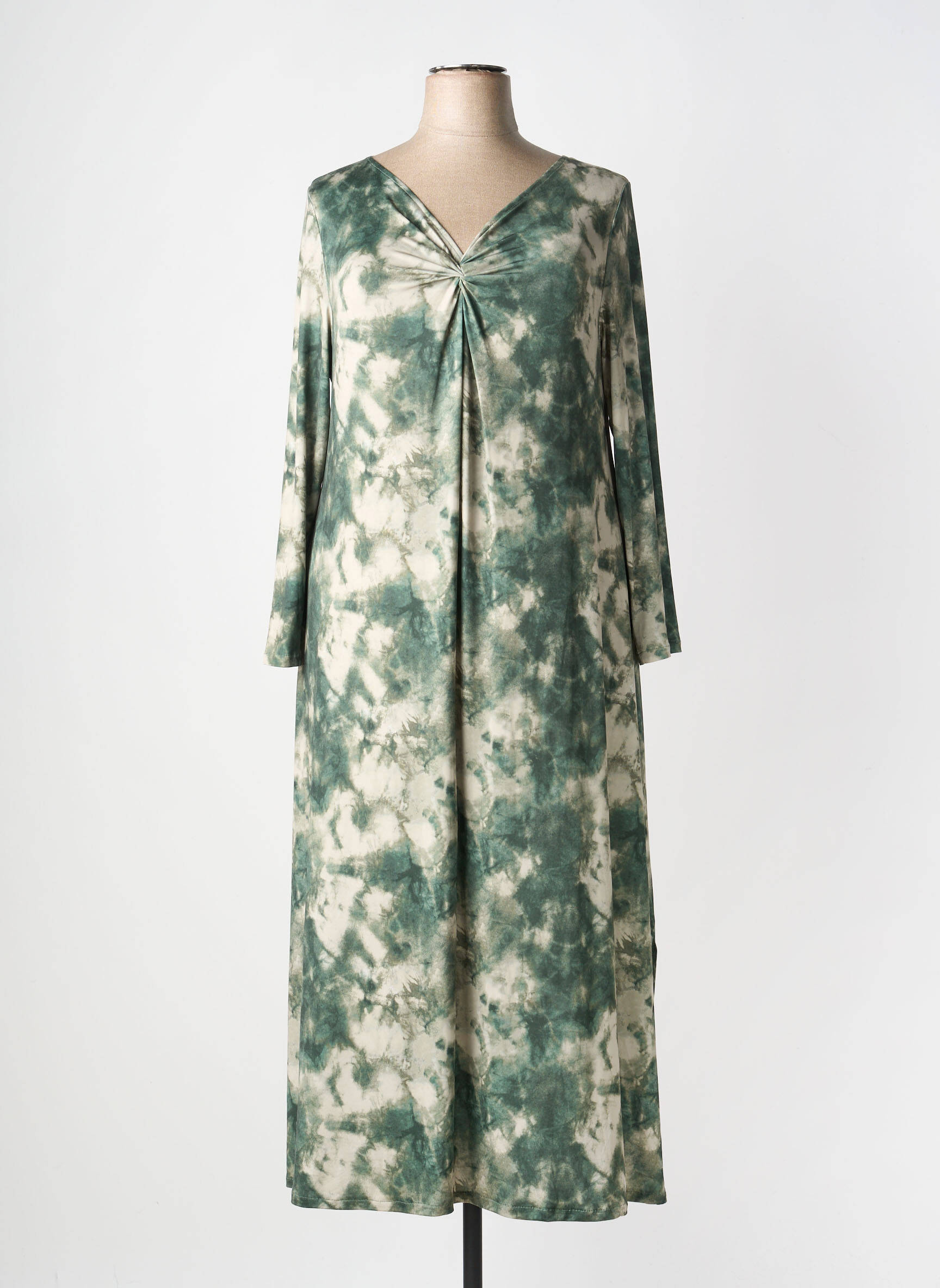 Robe longue manches longues manches longues vert AN II VITO femme