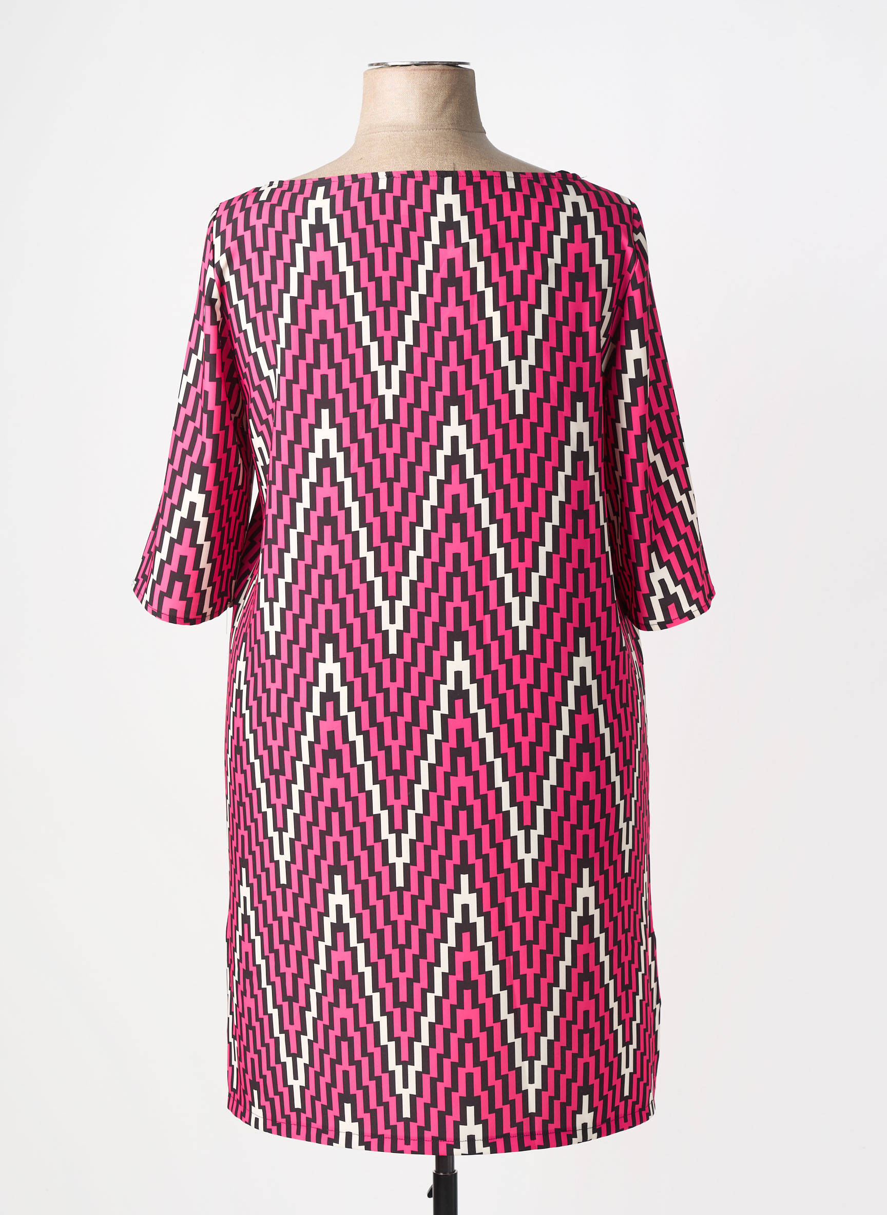 Robe mi-longue imprimé fantaisie manches courtes rose AN II VITO femme