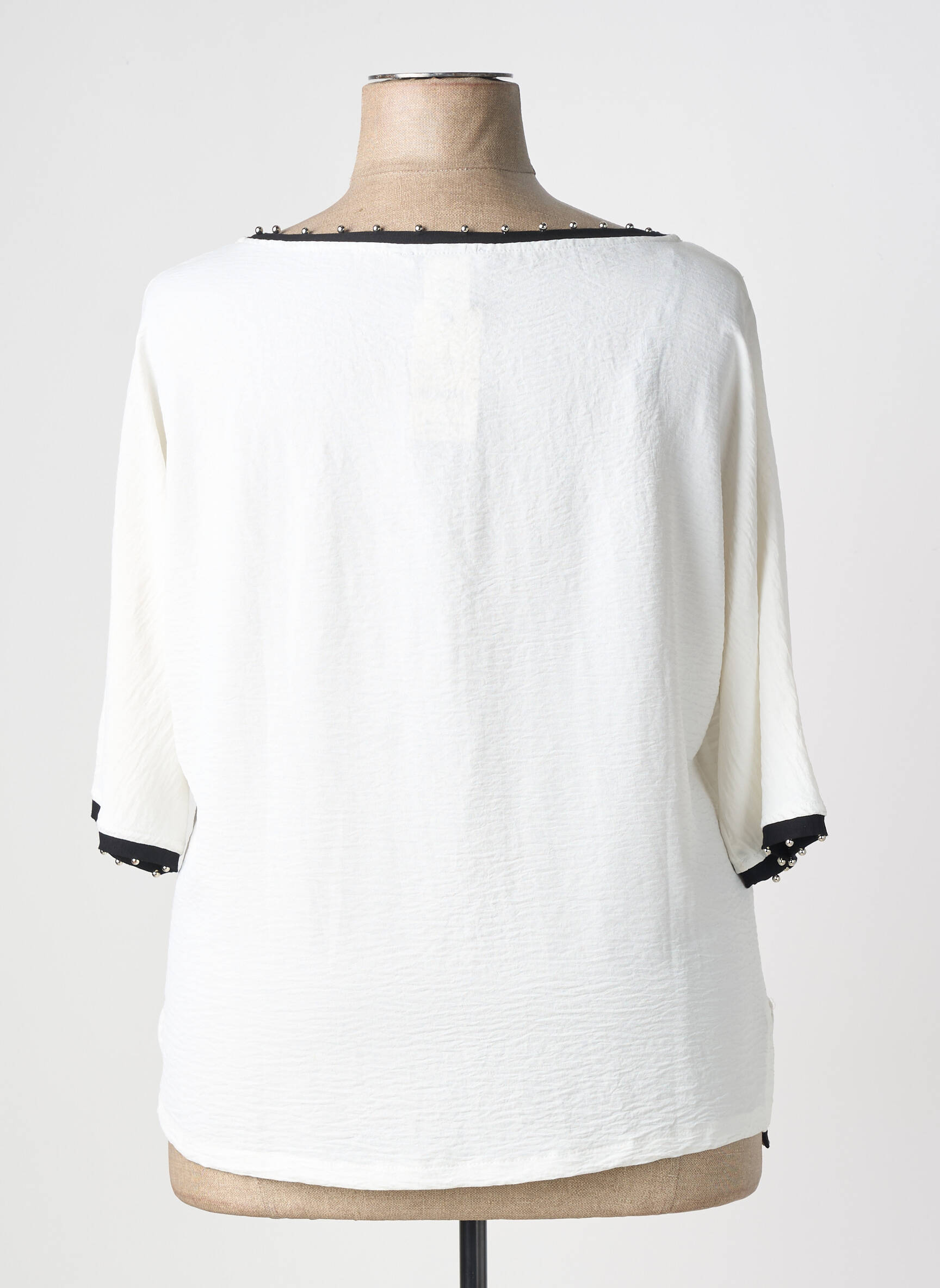Top tissage crêpe manches courtes blanc AN II VITO femme