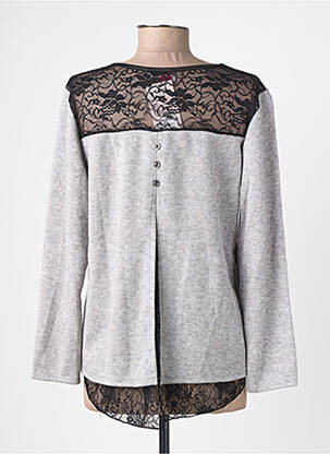 Pull tunique tissage chiné manches longues gris DREAM VALLEY femme
