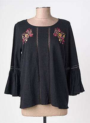 Blouse col rond manches 3/4 noir TIFFOSI femme