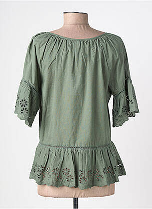 Blouse tissage popeline manches 3/4 vert TIFFOSI femme