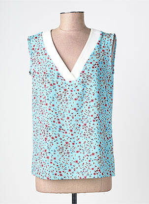 Top tissage crêpe sans manche bleu REVD'ELLE femme