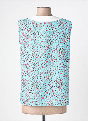 Top tissage crêpe sans manche bleu REVD'ELLE femme