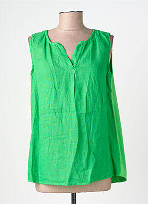 Top tissage crêpe sans manche vert LAGON BLEU femme