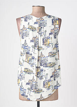 Top imprimé fantaisie sans manche beige MISMASH femme