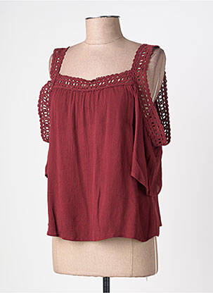 Top tissage crêpe manches courtes rouge TIFFOSI femme