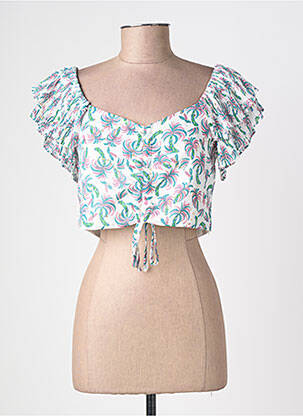 Top tissage crêpe manches courtes vert LILI SIDONIO femme