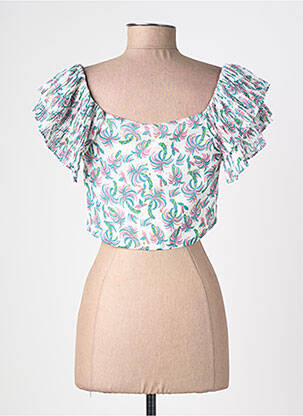 Top tissage crêpe manches courtes vert LILI SIDONIO femme