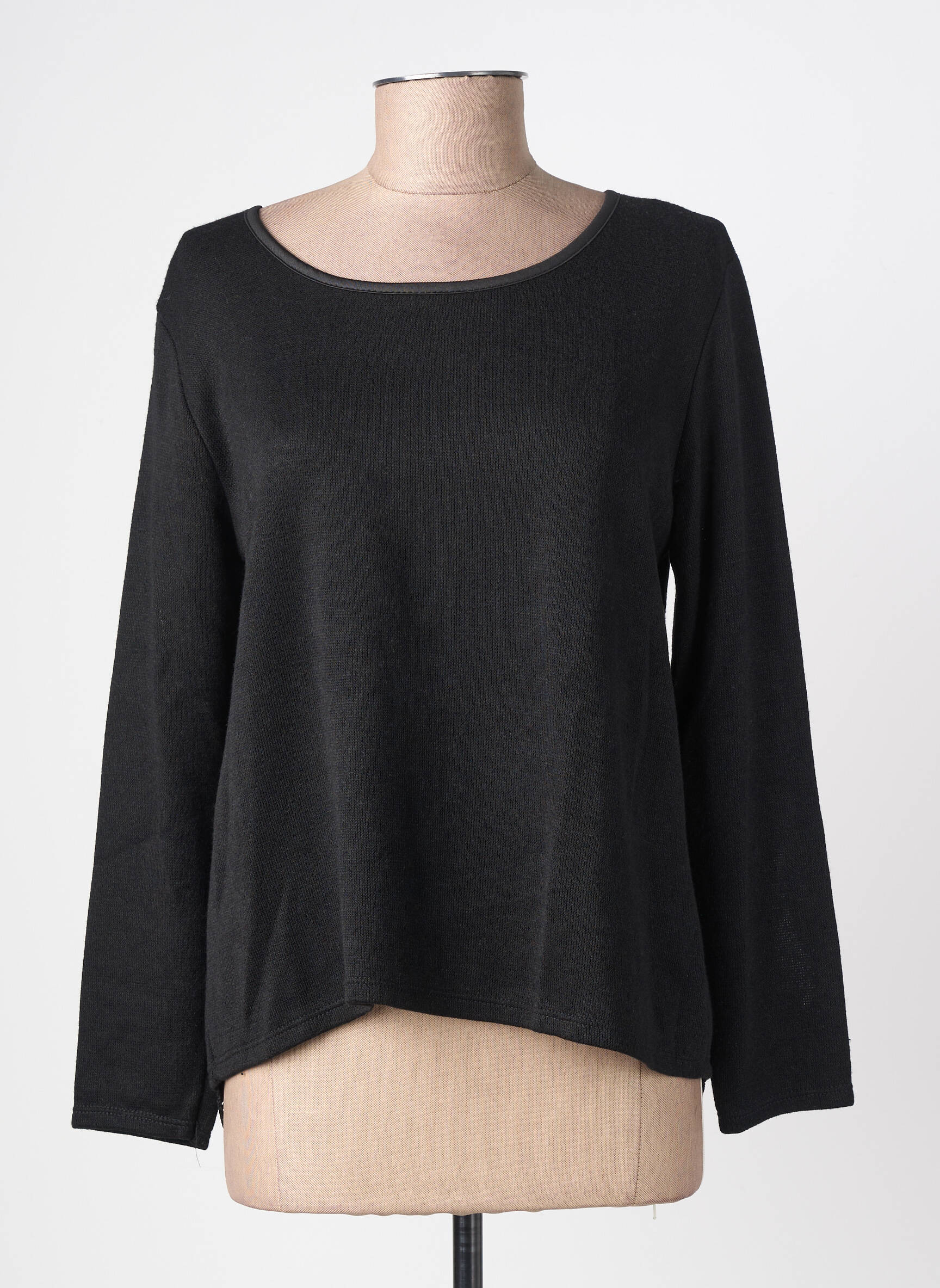Pull tunique col rond manches longues noir DREAM VALLEY femme