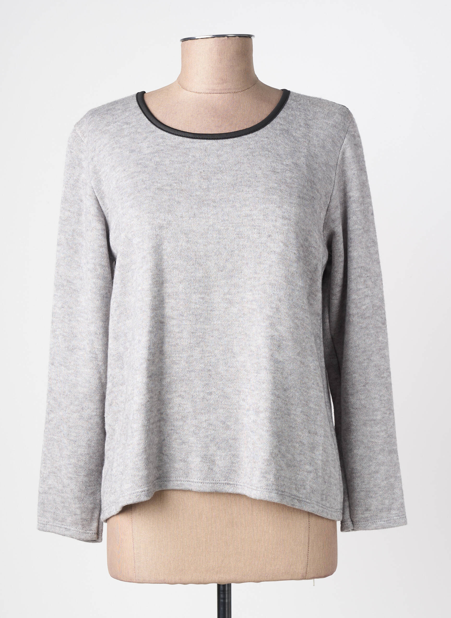 Pull tunique tissage chiné manches longues gris DREAM VALLEY femme