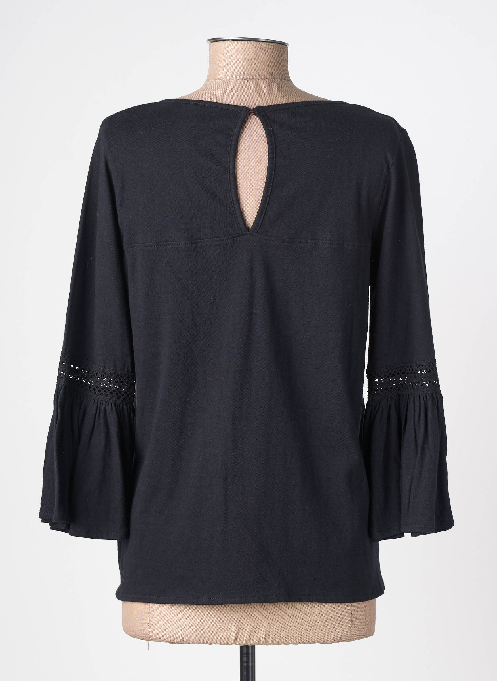 Blouse col rond manches 3/4 noir TIFFOSI femme