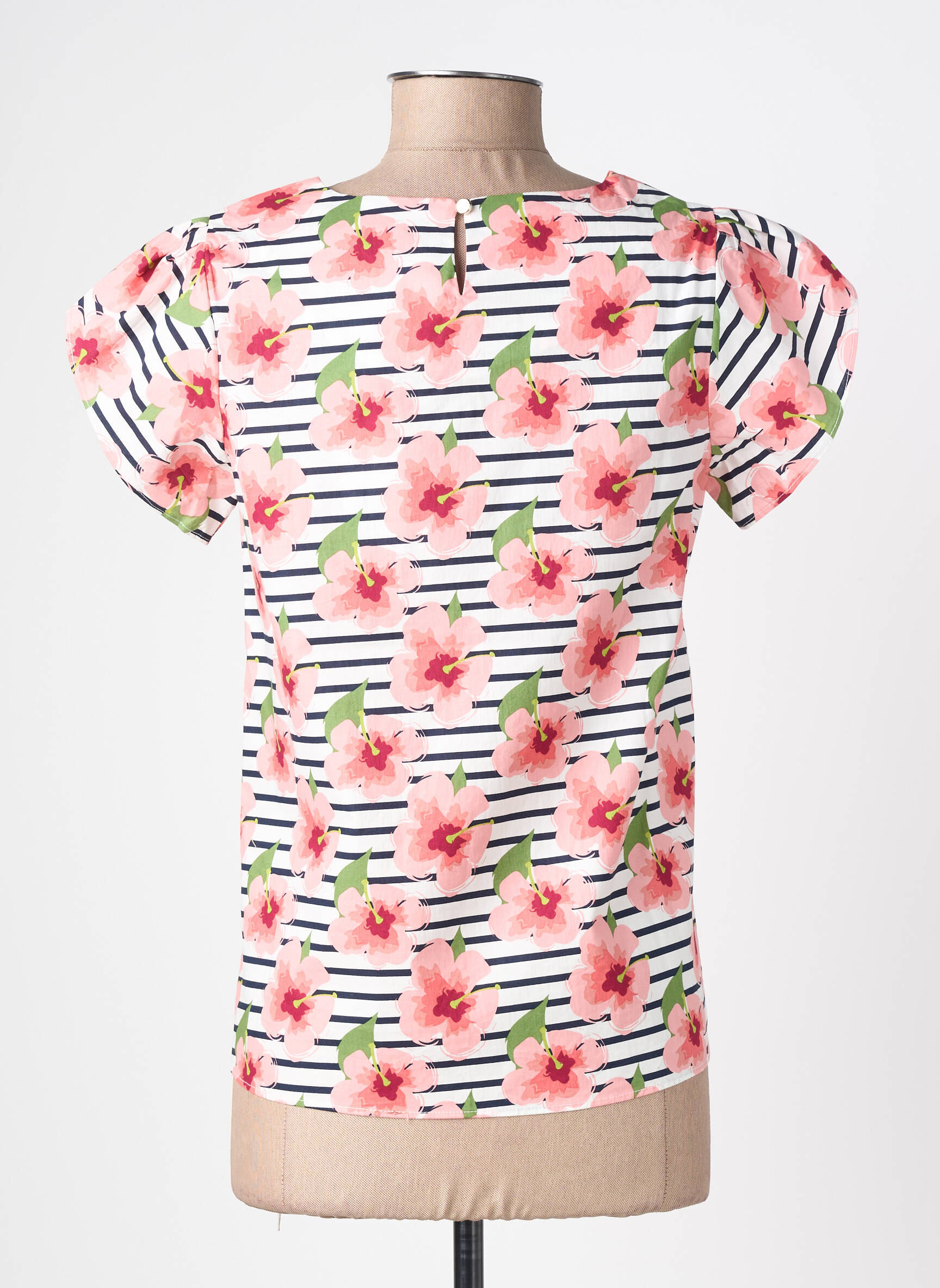 Blouse tissage popeline manches courtes rose MOLLY BRACKEN femme