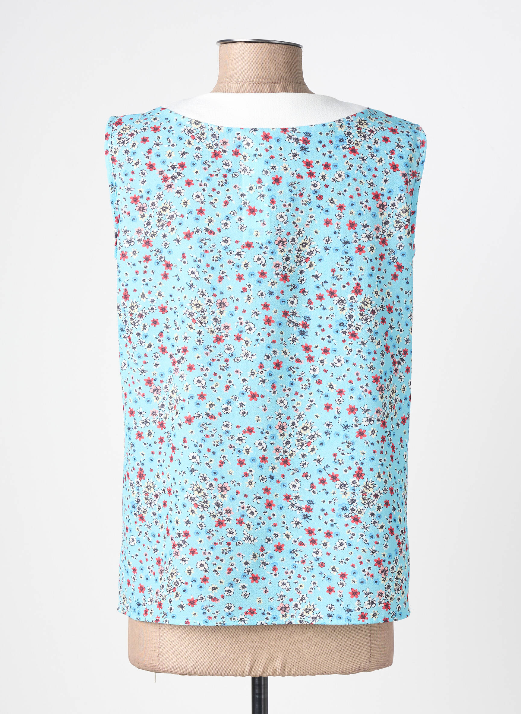 Top tissage crêpe sans manche bleu REVD'ELLE femme