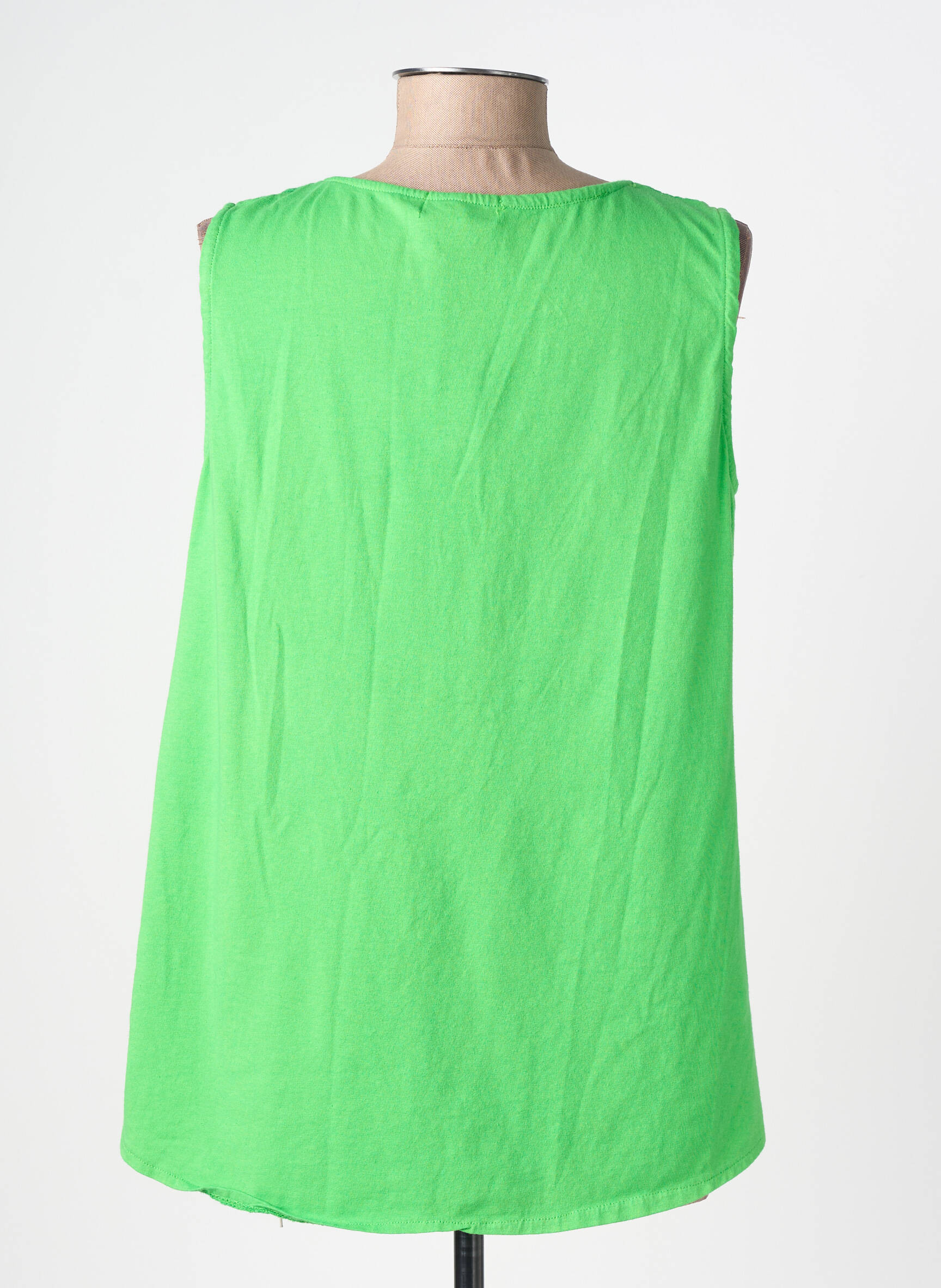 Top tissage crêpe sans manche vert LAGON BLEU femme