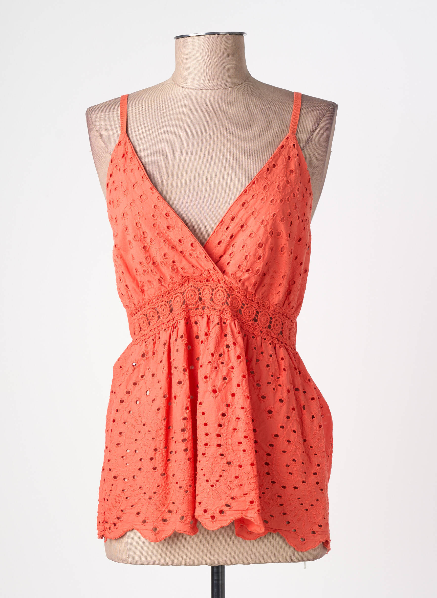 Top manches bretelles ajustables fines bretelles orange LA PETITE NÎMOISE femme
