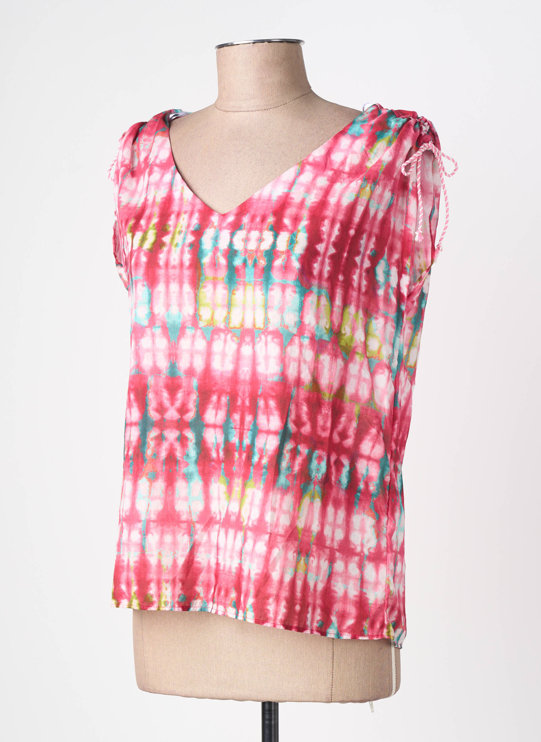 Blouse tissage popeline manches courtes rose C'EST BEAU LA VIE femme