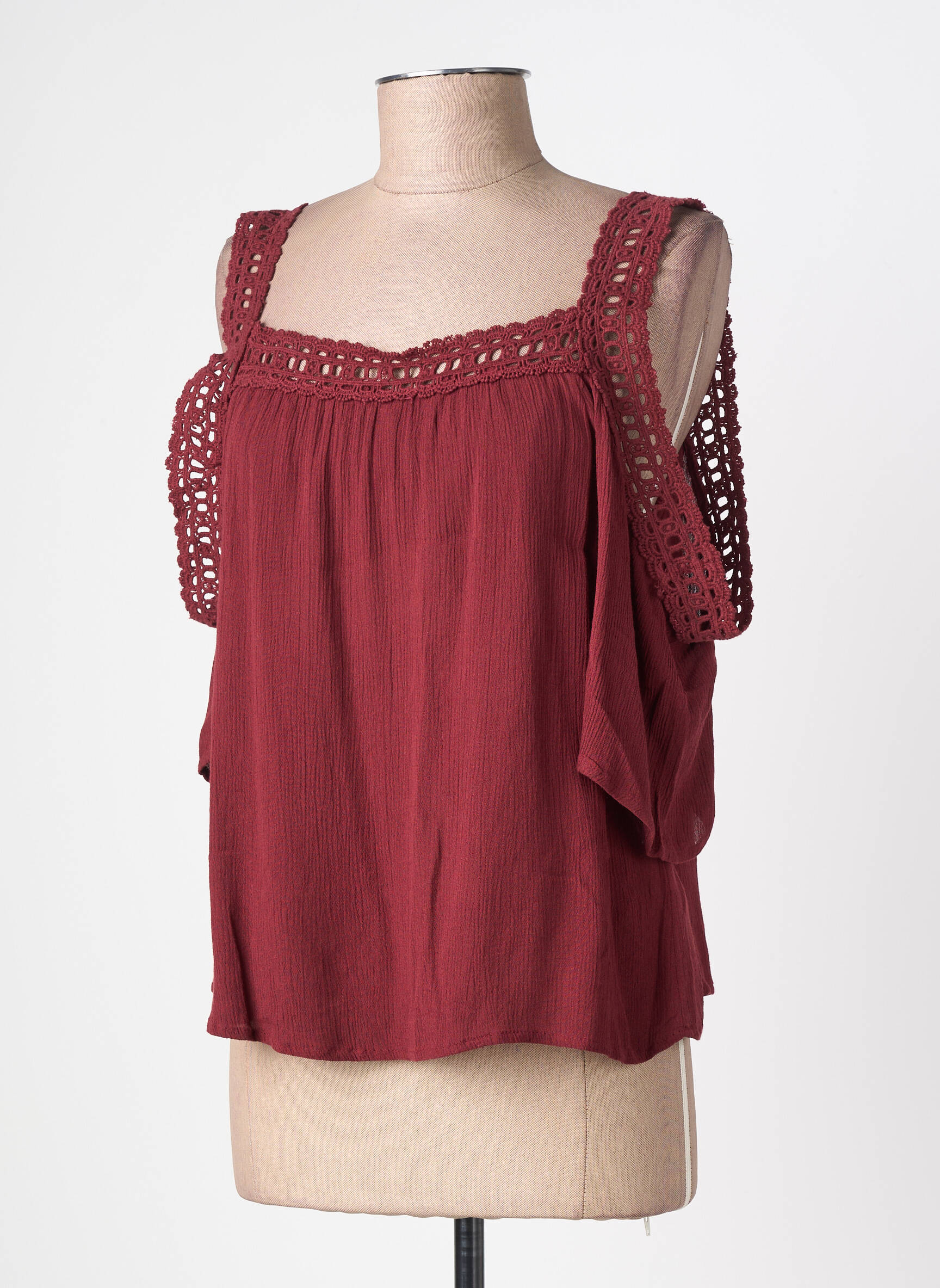 Top tissage crêpe manches courtes rouge TIFFOSI femme