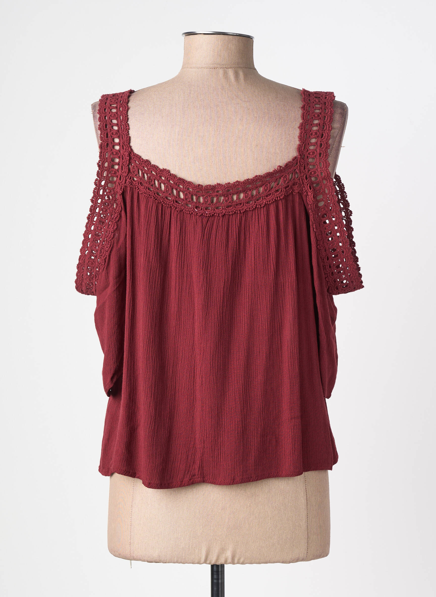 Top tissage crêpe manches courtes rouge TIFFOSI femme