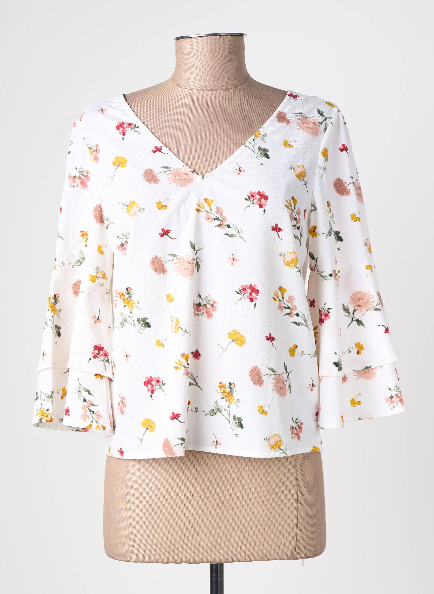 Blouse imprimé fleurs manches 3/4 beige TIFFOSI femme