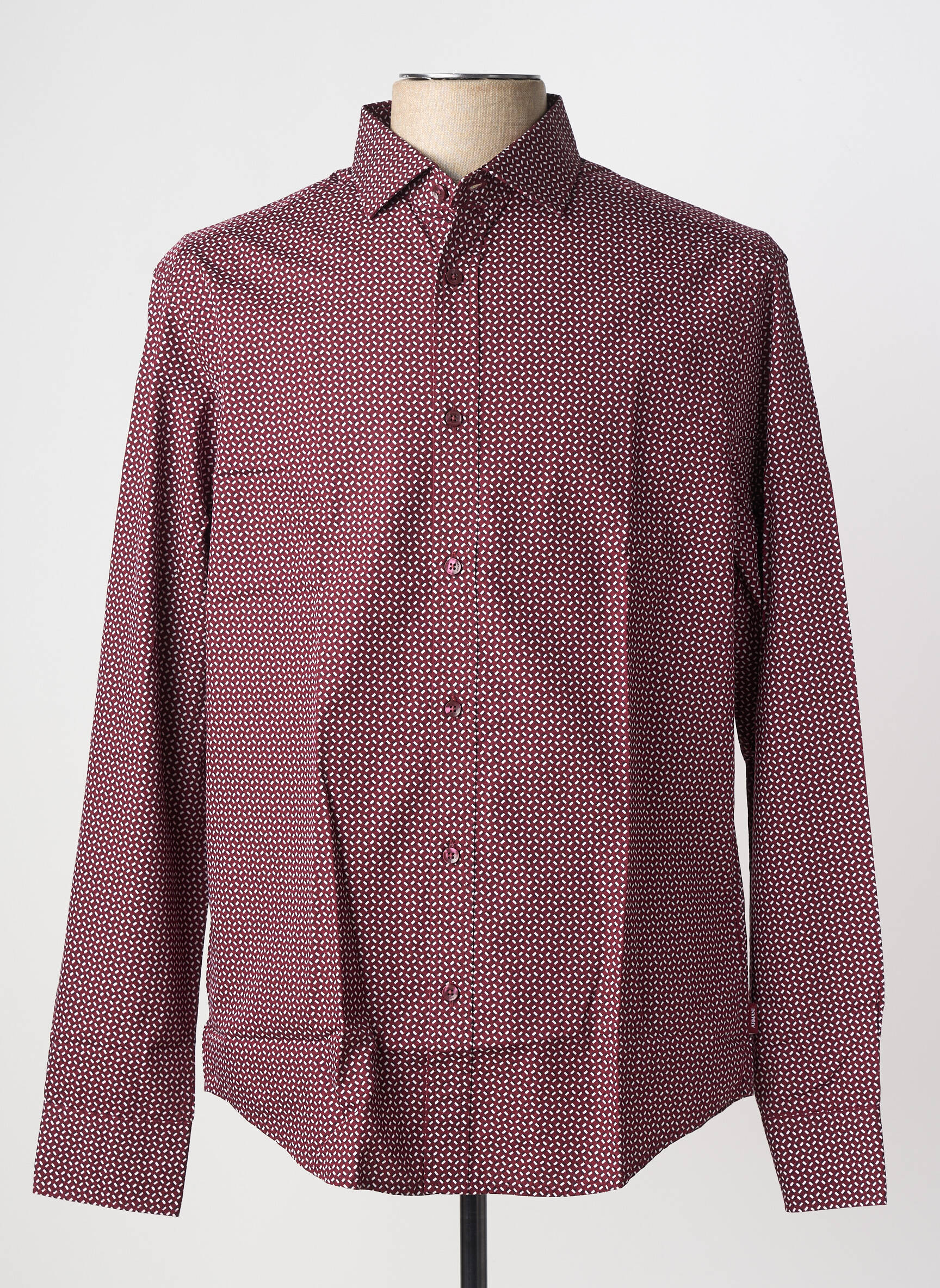 Chemise manches longues imprimé fantaisie rouge ARMANI homme
