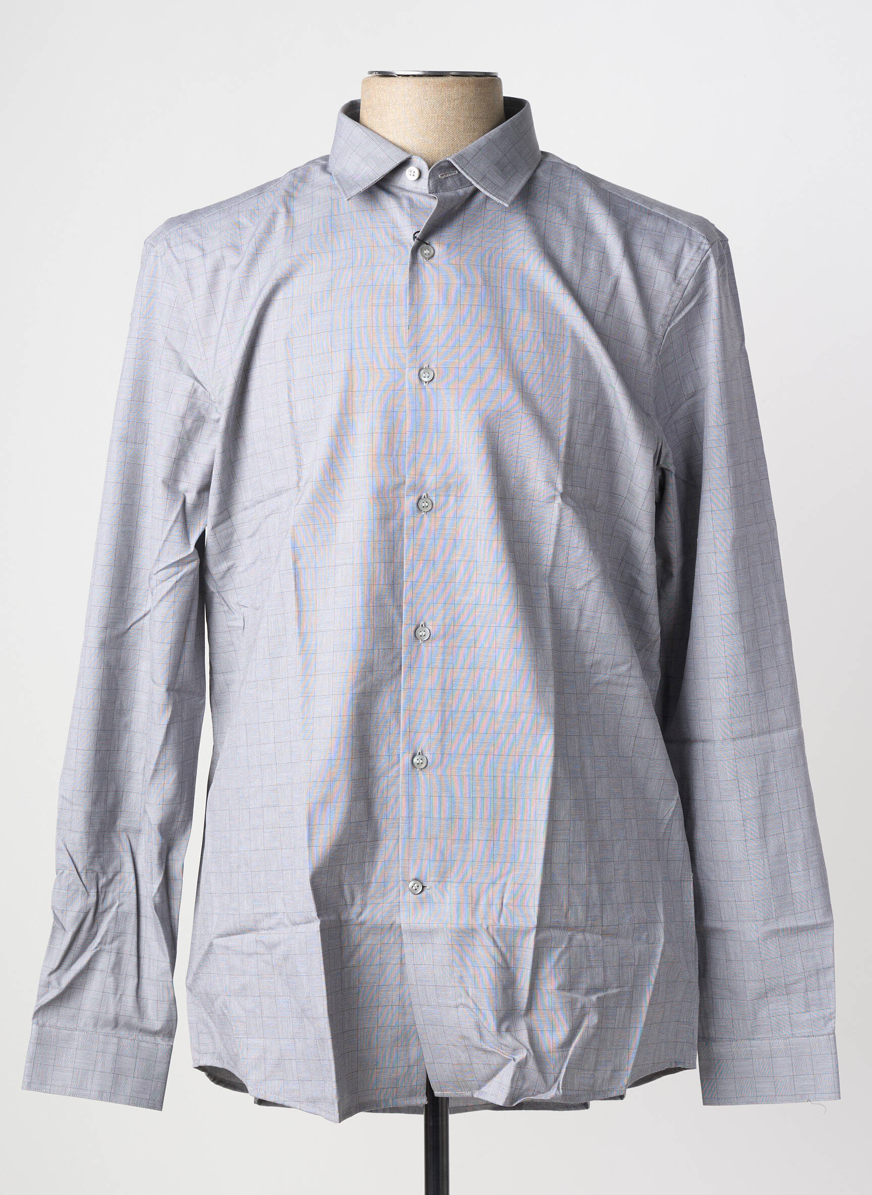 Chemise manches longues imprimé carreaux gris CALVIN KLEIN homme